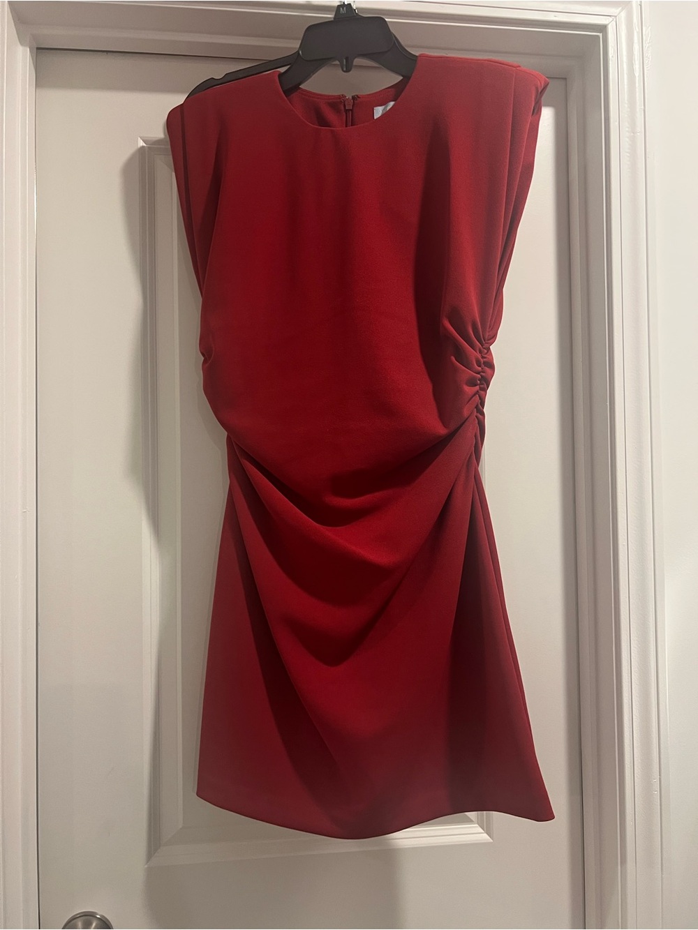 Red Draped Side-Ruched Women's Dress